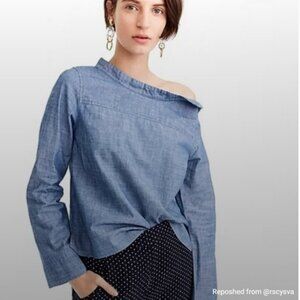 J.Crew Boat Neck Blue/White Striped Cotton 3/4 sleeve shirt Size 0